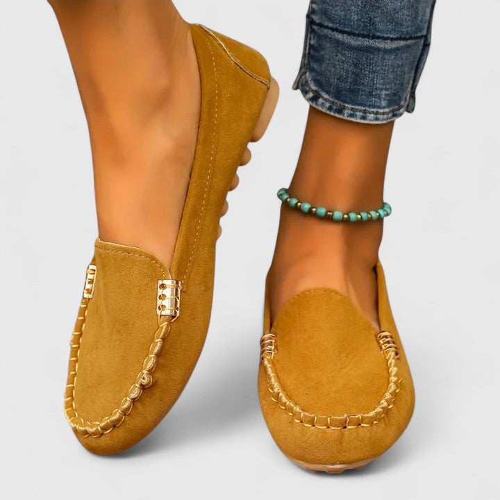Women's Suede Slip-On Loafers Flat Moccasin Shoes