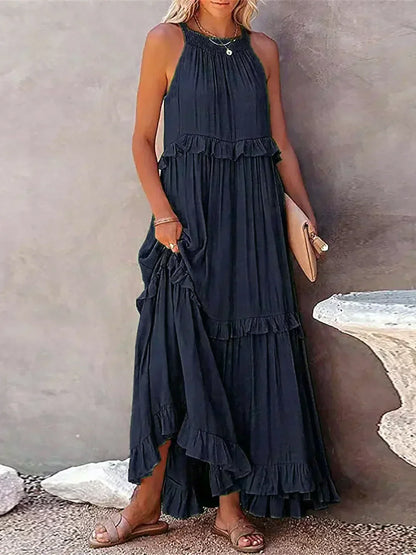 Elegant Women's Sleeveless Ruffle Dress