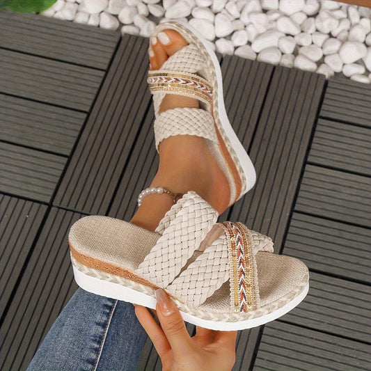 Women's Woven Slip On Sandals - Fashinoza