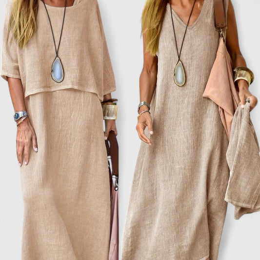 Women's Maxi Dress Set Cotton Two Piece - Fashinoza