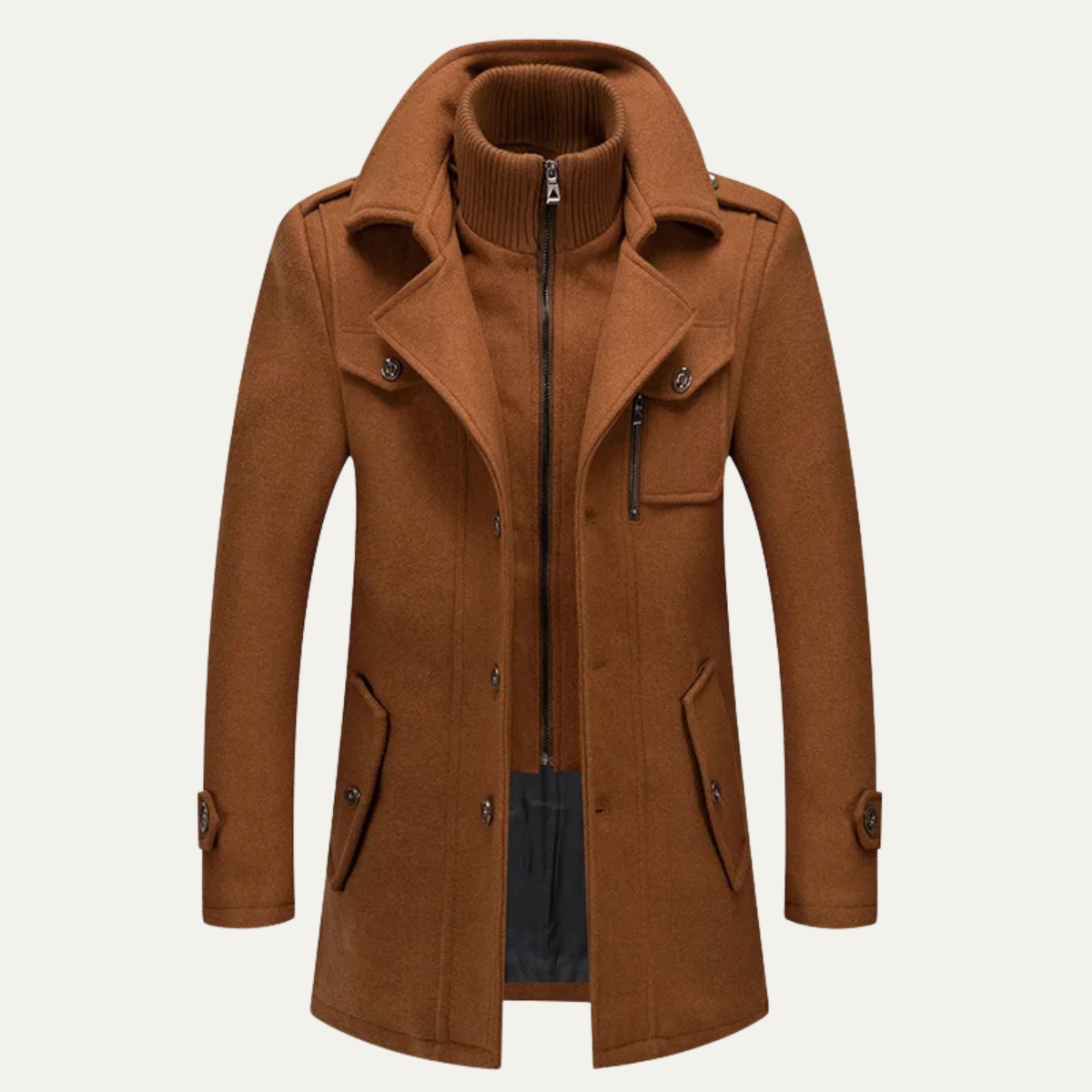 Edgemont Men's Wool Blend Trench Coat Double Collar