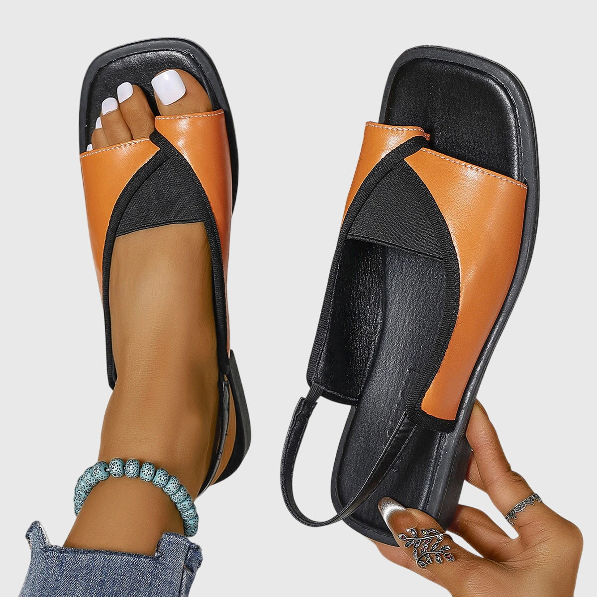Women's Colorblock Slip-On Flat Sandals