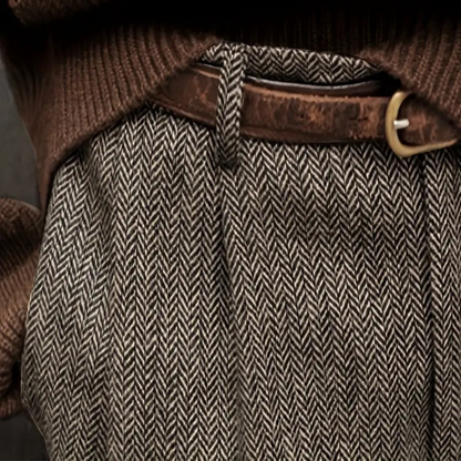 Men's High Waist Pleated Pants Tailored Fit