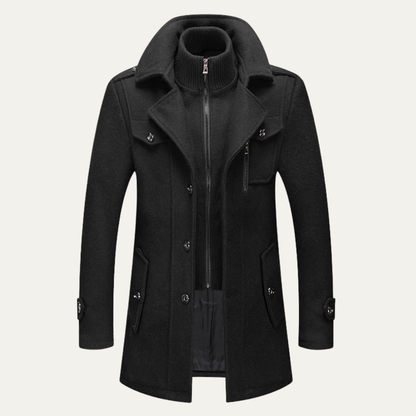 Edgemont Men's Wool Blend Trench Coat Double Collar