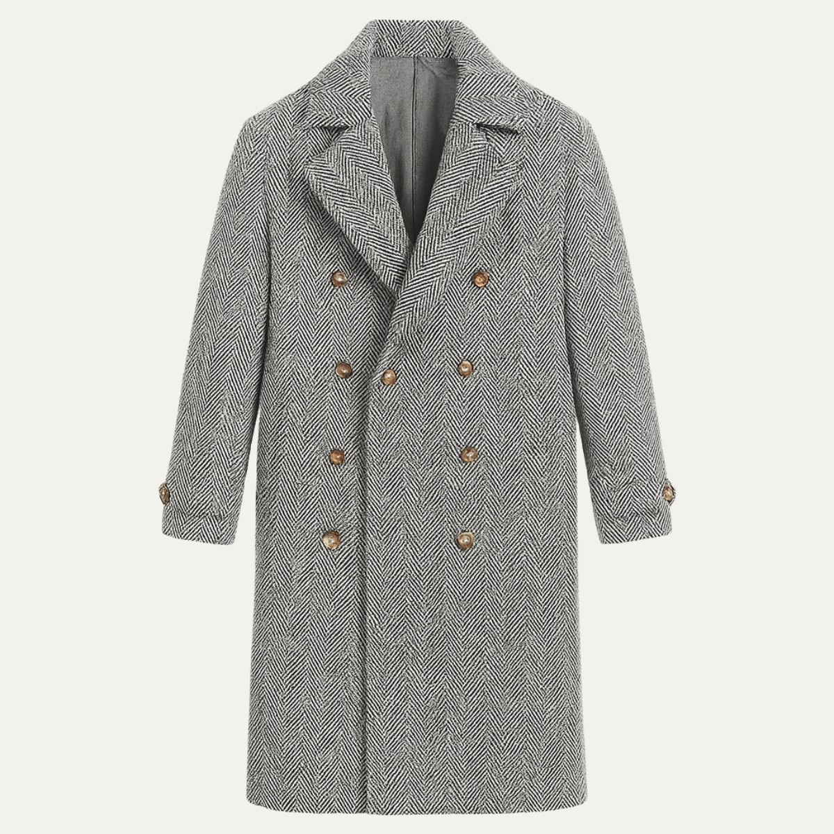 Men's Wool Blend Double Breasted Coat - Fashinoza