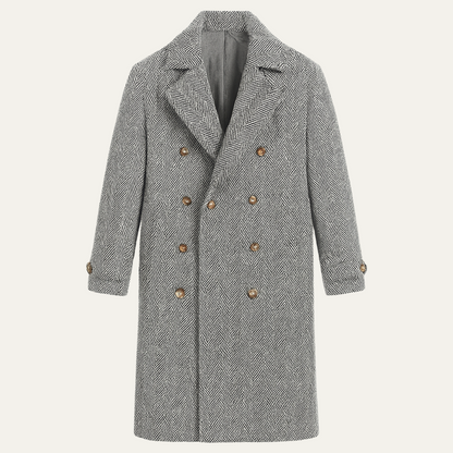 Men's Wool Blend Double Breasted Coat - Fashinoza