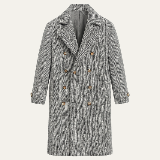 Men's Wool Blend Double Breasted Coat - Fashinoza