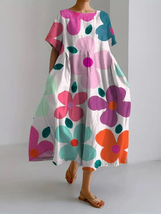 Eliana Women's Midi Floral Dress Comfortable Summer Style