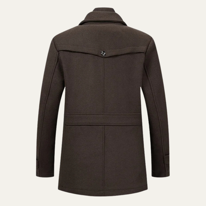 Edgemont Men's Wool Blend Trench Coat Double Collar