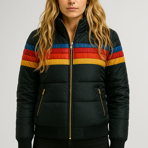 Women's Waterproof Puffer Jacket Hooded Black