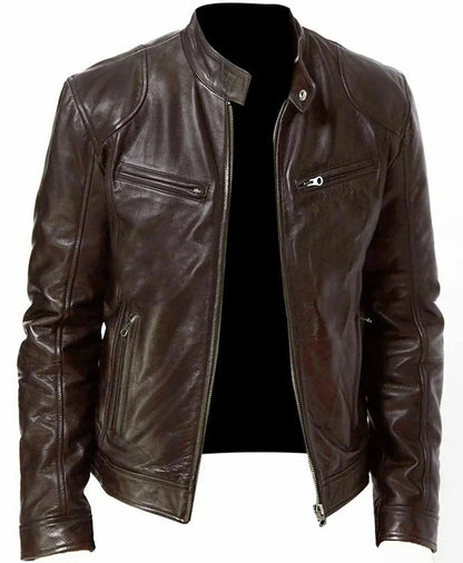 Men's Leather Biker Jacket Rugged