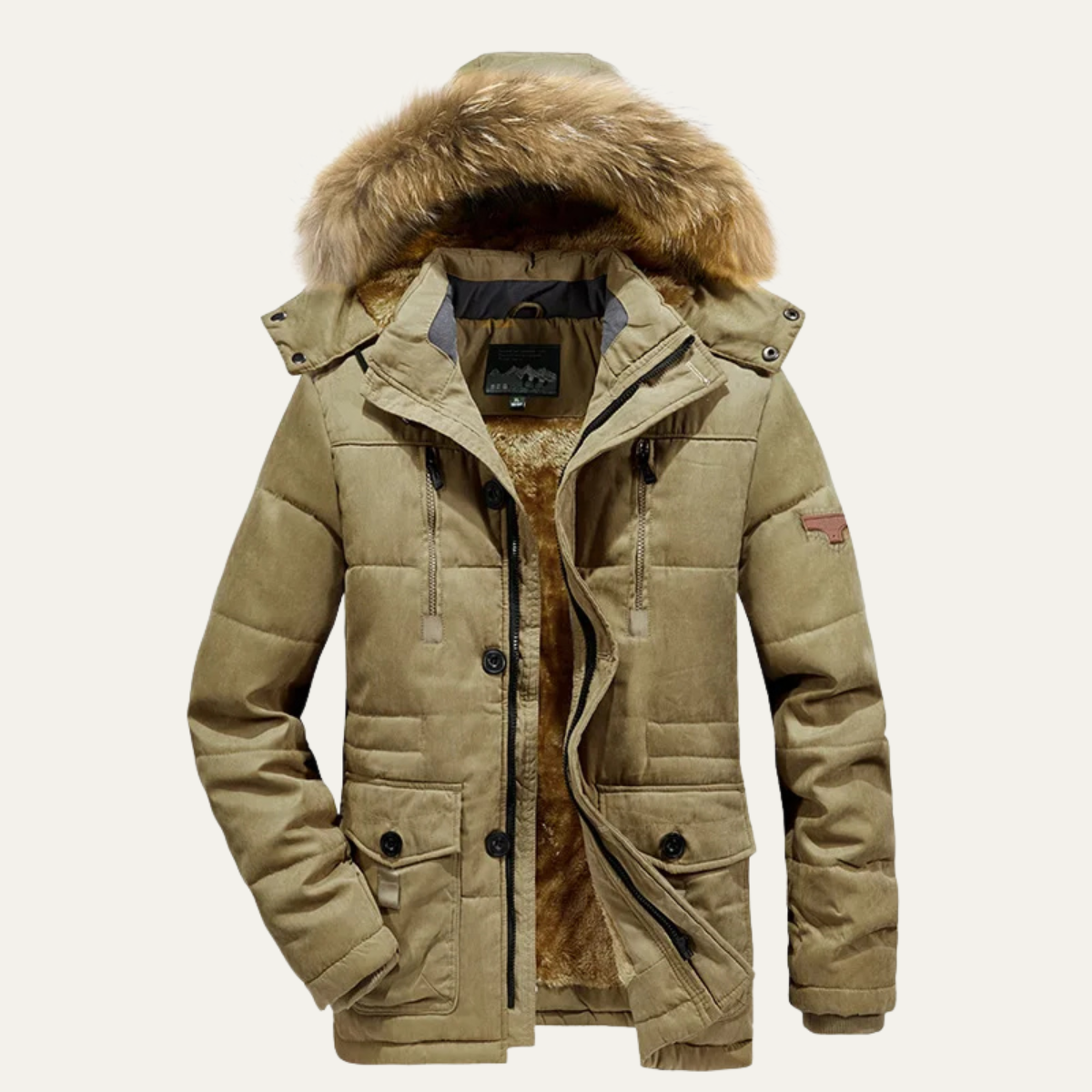Men's Warm Winter Parka Jacket Fleece Lining - Fashinoza