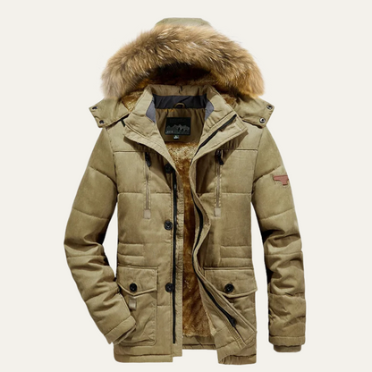 Men's Warm Winter Parka Jacket Fleece Lining - Fashinoza