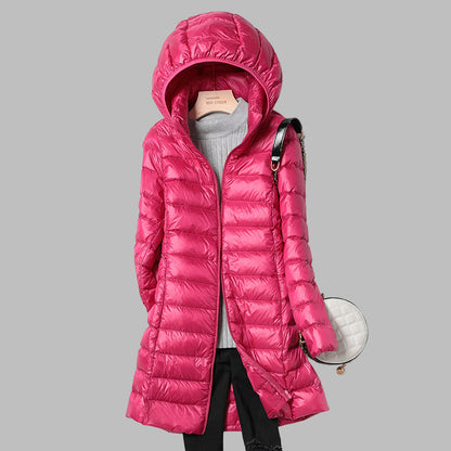 Women's Down Jacket Detachable Hood Waterproof Black