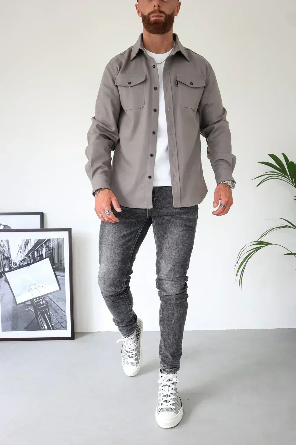 Edward | Men Spring Button Front Shirt Jacket