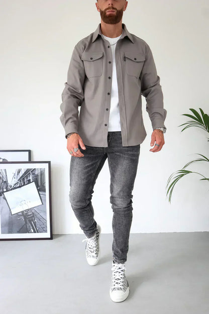 Edward | Men Spring Button Front Shirt Jacket