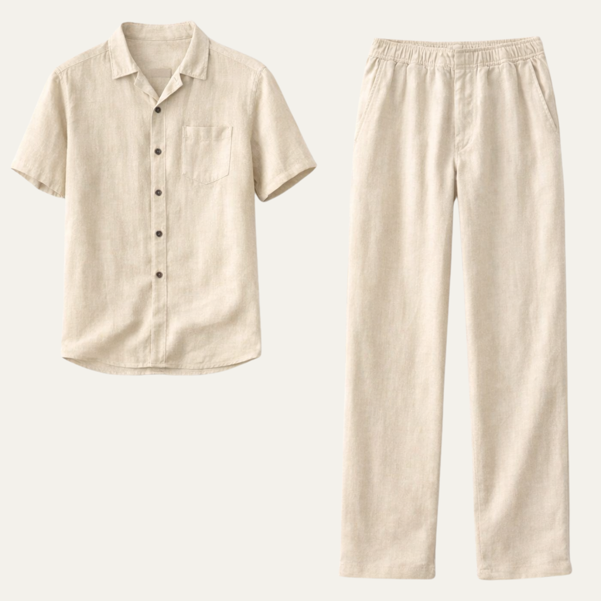 Men's Linen Beach Shirt And Pants Set - Fashinoza