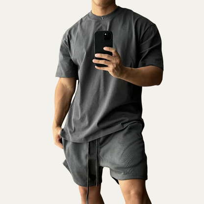 Men's Cotton Casual T-Shirt And Shorts Set