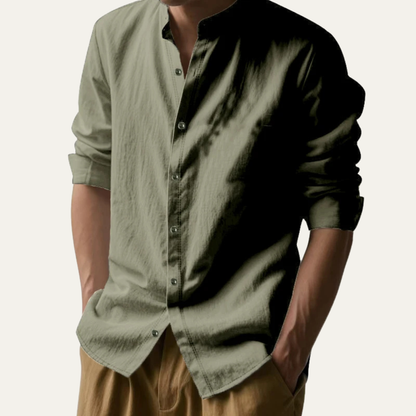 Aosta Men's Cotton Linen Button Down Shirt