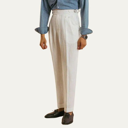 Men's High Waist Linen Dress Pants