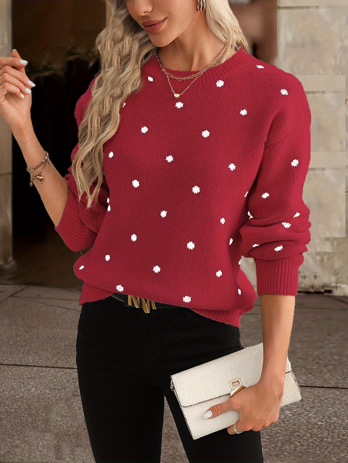 Women's Polka Dot Sweater Casual