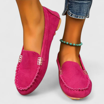Women's Suede Slip-On Loafers Flat Moccasin Shoes - Fashinoza