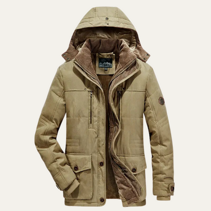 Men's Hooded Fleece Lined Winter Jacket - Fashinoza