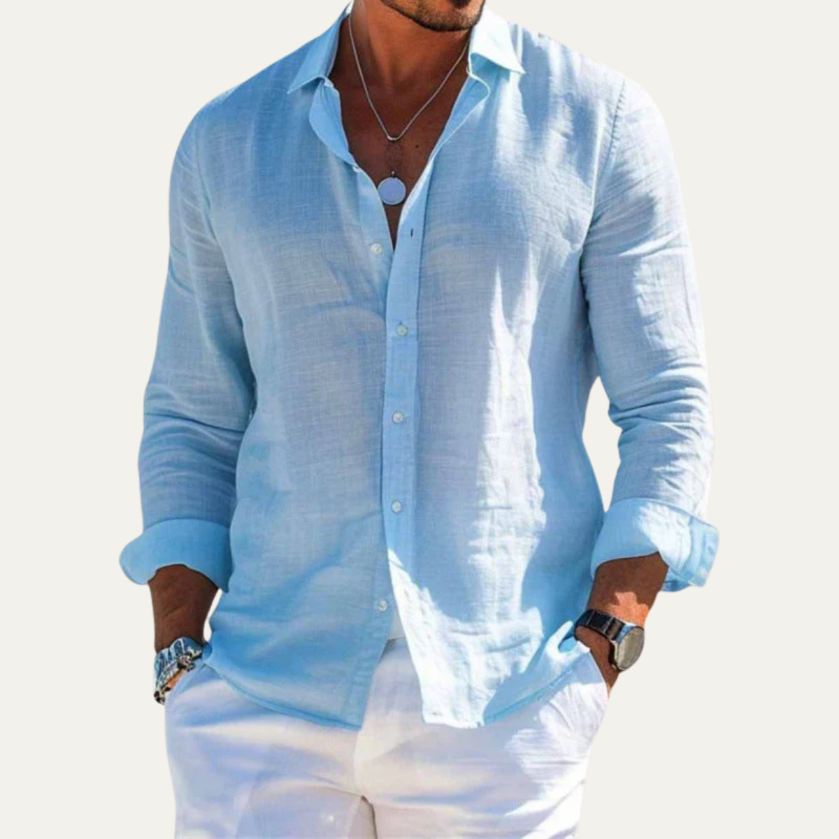 Men's Cotton Linen Casual Shirt - Fashinoza