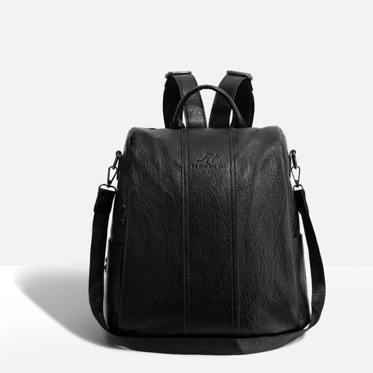 Women's Leather Convertible Backpack Hidden Pockets - Fashinoza