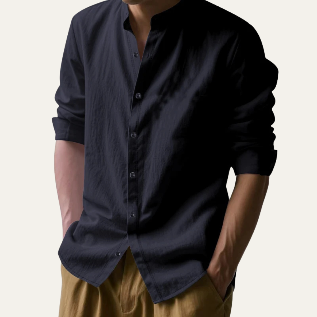 Aosta Men's Cotton Linen Button Down Shirt