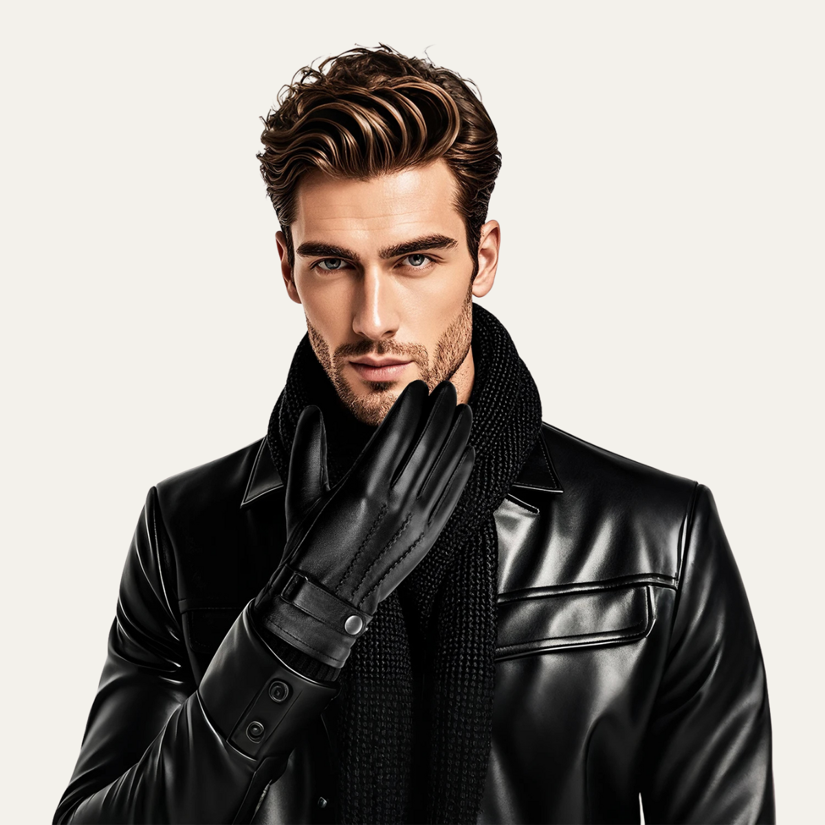 Ashcroft Men's Leather Gloves Fleece Lined Winter Brown