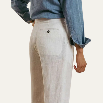 Men's High Waist Linen Dress Pants