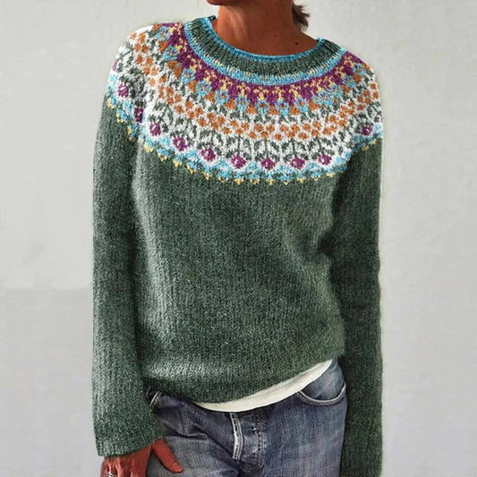 Women's Floral Sweater Bright Color - Fashinoza