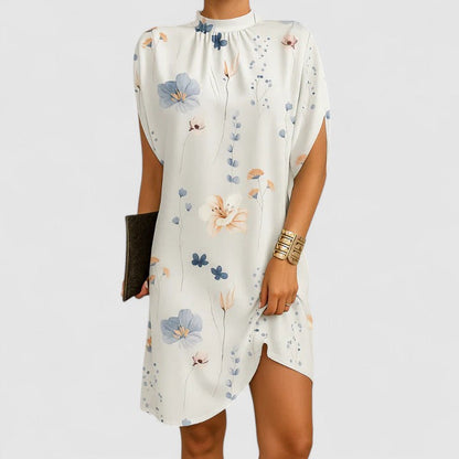 Women's Batwing Midi Dress Mock Neck Split Sleeve