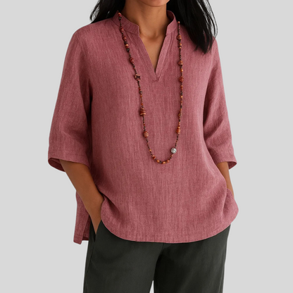 Women's Three Quarter Sleeve Blouse V Neckline