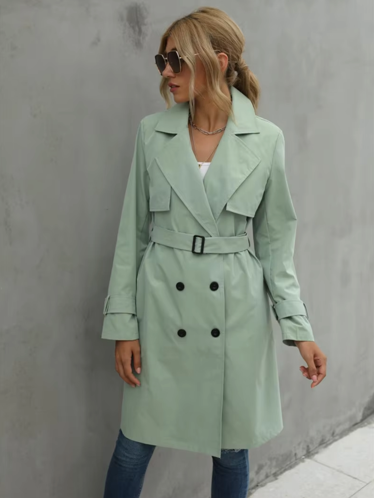 Women's Double-Breasted Trench Coat Classic Fit