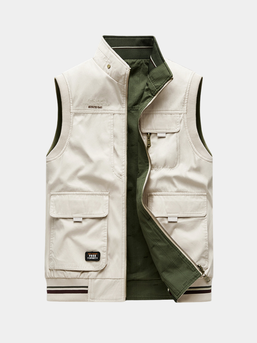 Men's Multi Pocket Zip Vest - Fashinoza