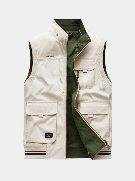 Men's Multi Pocket Zip Vest - Fashinoza
