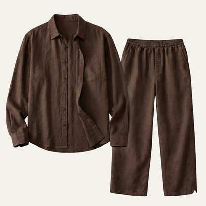 Men's Linen Shirt And Pants Oversized Set