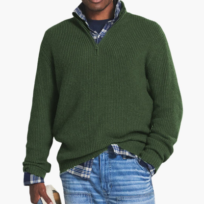 Men's Ribbed Knit Pullover Half-Zip