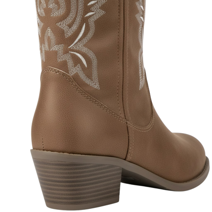Women Shoes Autumn Winter Embroidered Thick Heel Boots