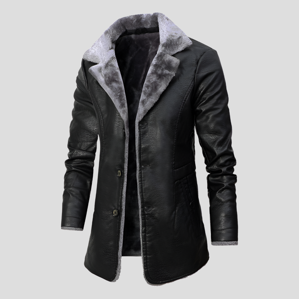 Men's Leather Coat Shearling Lined - Fashinoza