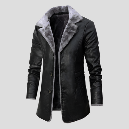 Men's Leather Coat Shearling Lined - Fashinoza