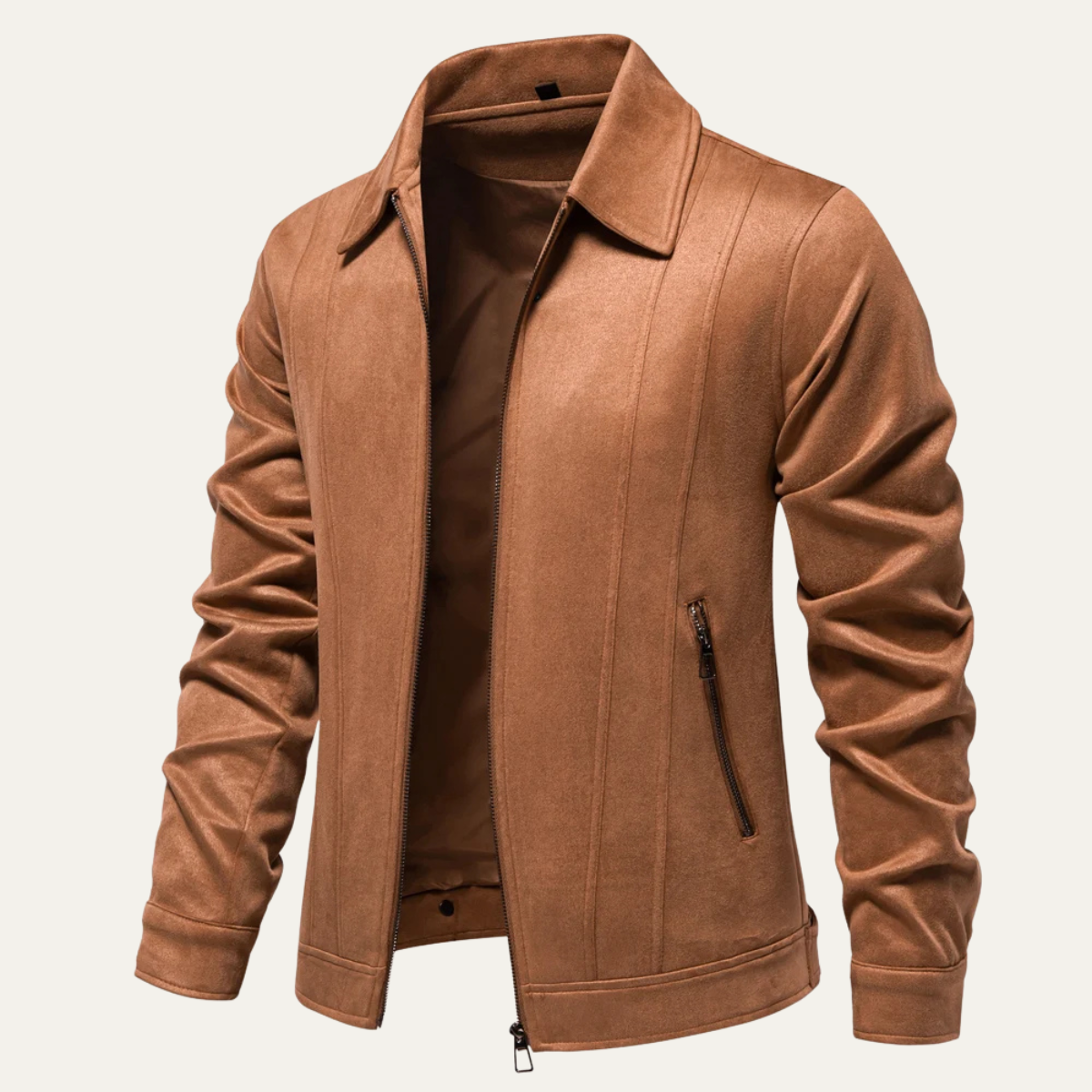 Men's Leather Biker Jacket Zip Up Black