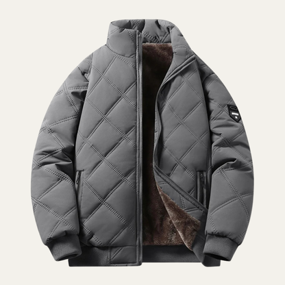 Men's Quilted Jacket Windproof Thermal Padded Fleece Lining