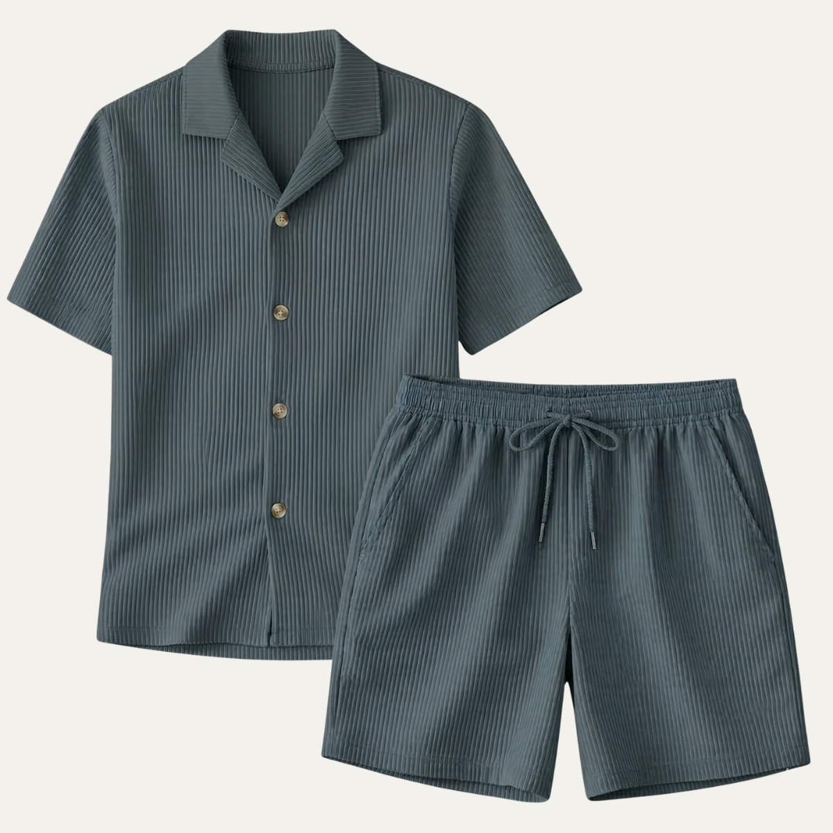 Men's Ribbed Summer Set Shirt And Shorts