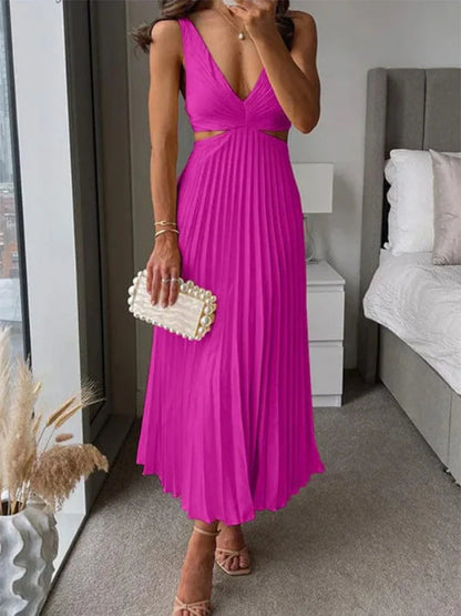 Women's Sleeveless Open Back Dress Elegant