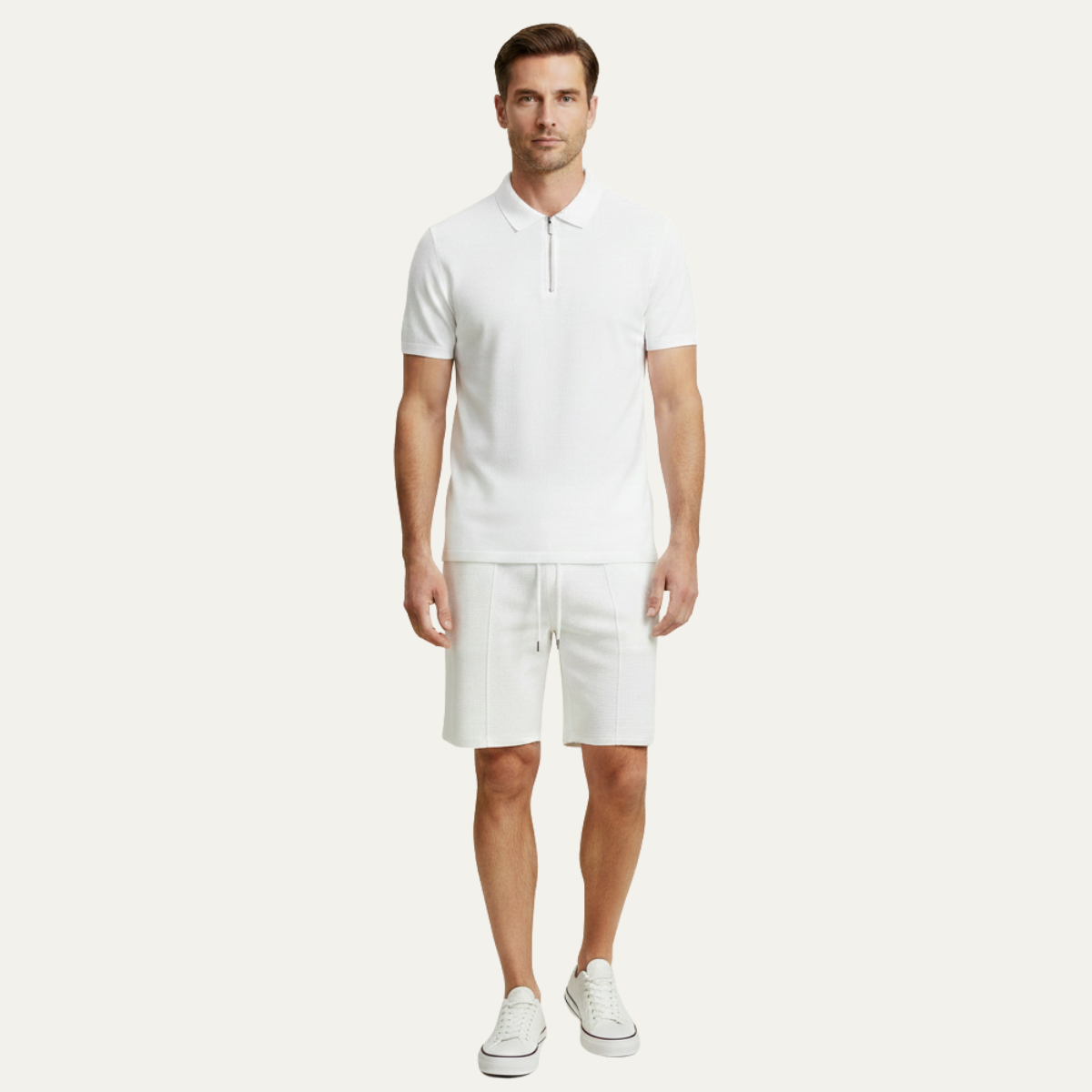 Men's Casual Summer Set Shirt And Shorts Solid Color