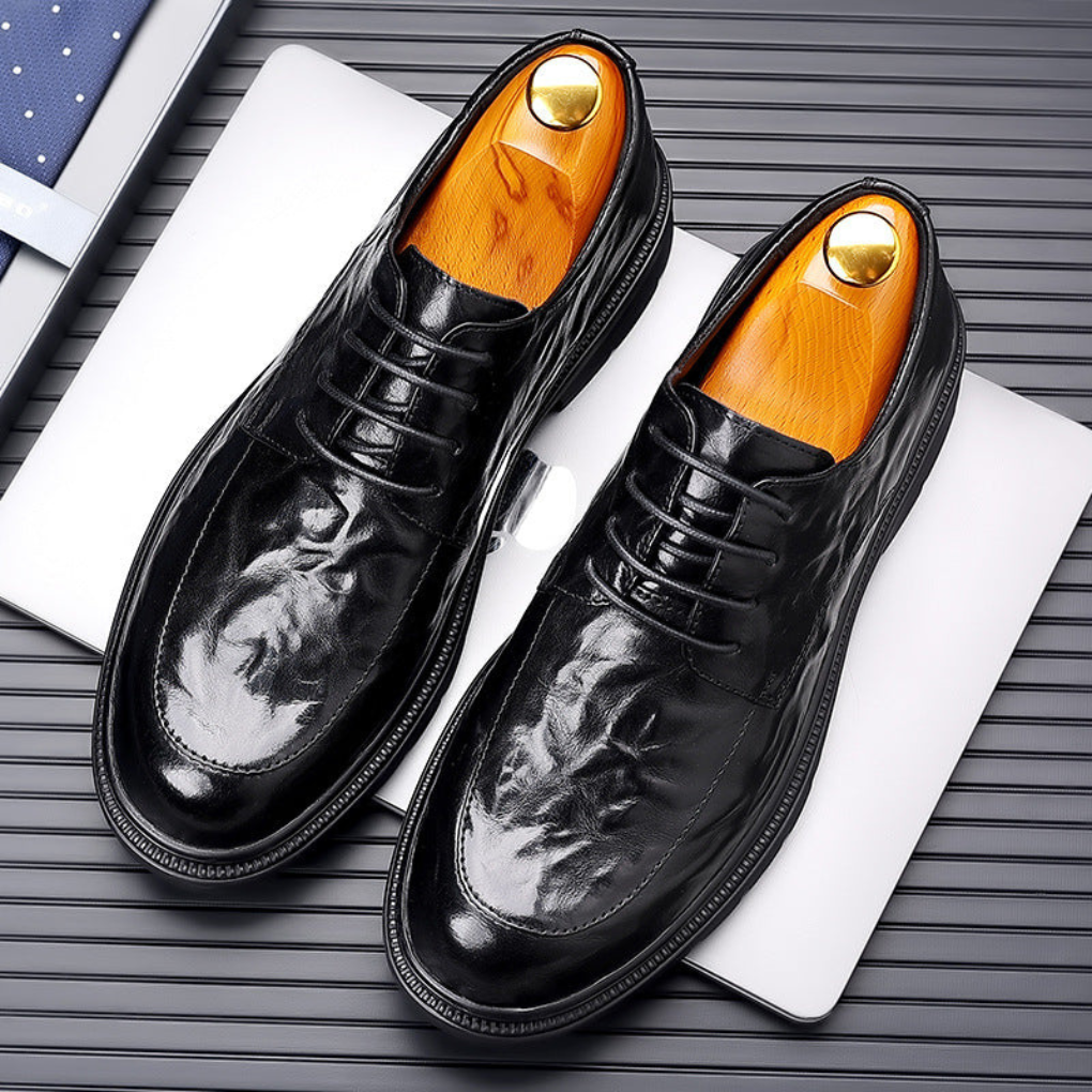 Men's Leather Oxford Shoes Classic Elegance Brown - Fashinoza