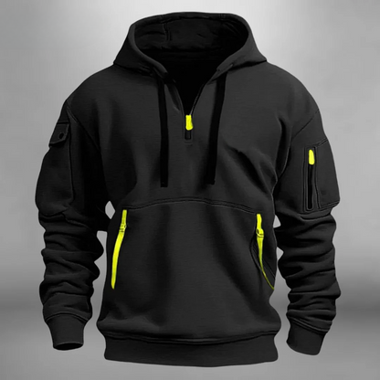 Men's Quarter Zip Multi Pocket Hoodie
